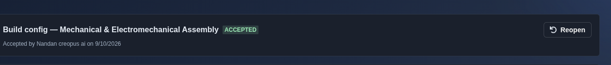 Accept the build configuration (ORR)