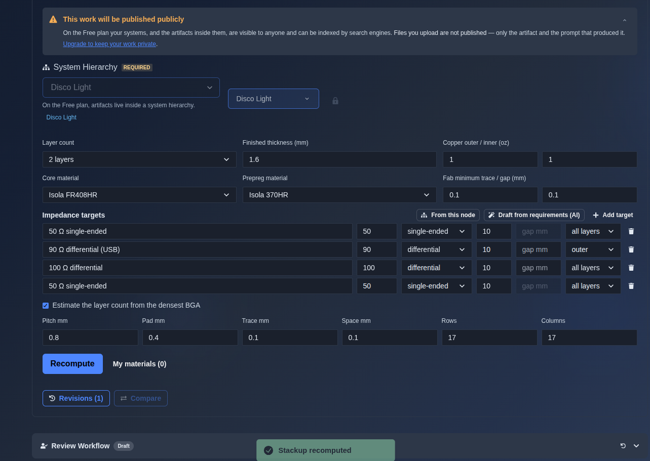 Change inputs and recompute