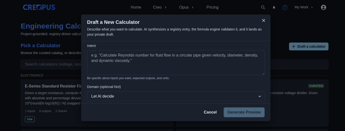 Draft a new calculator