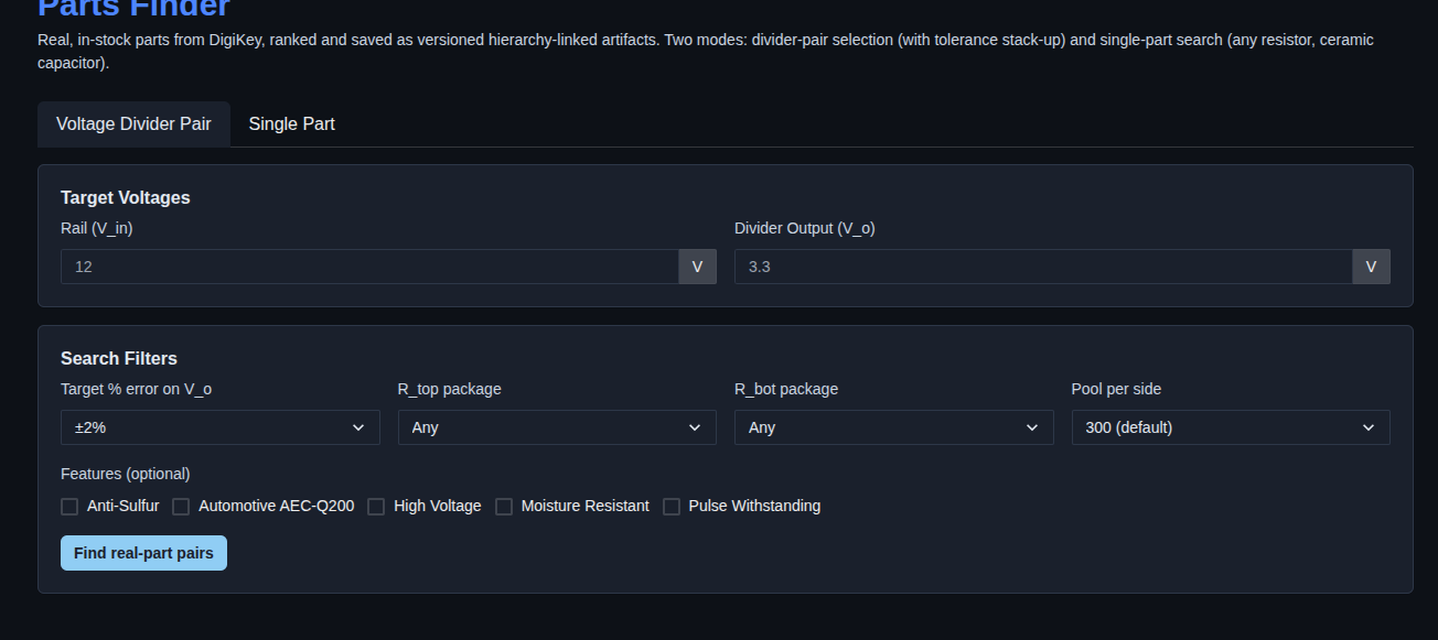 Select “Voltage Divider Pair” mode