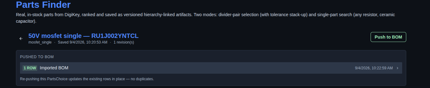 Review the pushed BOM